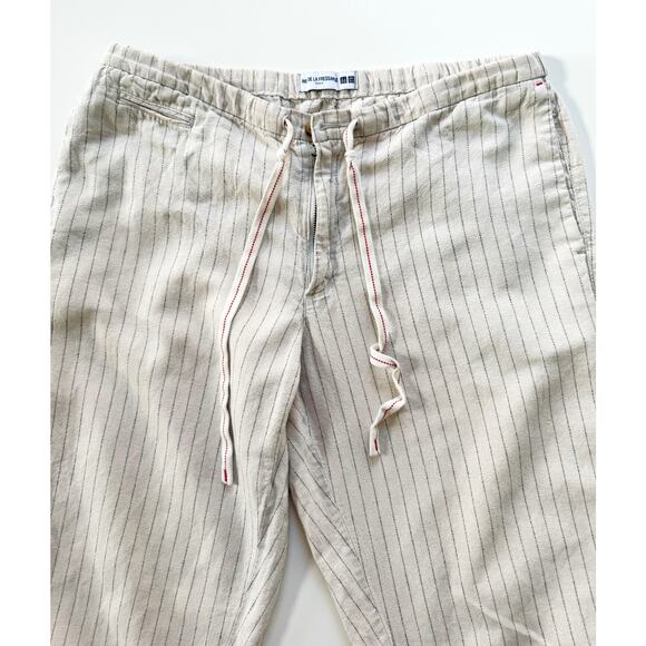 Uniqlo Cream Linen‎ Pants Pin Striped  Large - Picture 5 of 6
